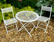 Gardeners World - Miniature Garden  - Large White Metal table & chairs set  - 7cm