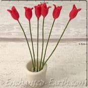 Gardeners World Miniatures - Pack of 6 Red Spring Tulips