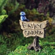 Georgetown fairy Garden Sign Post "Fairy Garden " with blue bird