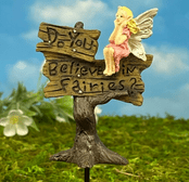 Georgetown Fiddlehead - Fairy Garden Sign Post " Do you Believe In Fairies"