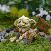 Georgetown  Fiddlehead -Fairy Garden Sign Post with Swamp Troll "Don't Piss Off The Fairies"
