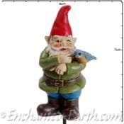 Georgetown -Fiddlehead - Gnomes on Stakes - Shermin with a bluebird - 6.5cm