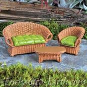 Georgetown / Fiddlehead - Miniature Garden - Brown Wicker Style Garden Furniture