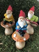 Gisela Graham Garden Gnomes on Toadstool  - choose from 3 designs
