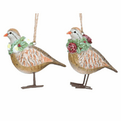 Gisela Graham - Pair of Country Partridge -  Christmas Tree Decorations