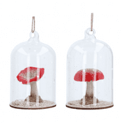 Gisela Graham - Woodland Glitter toadstool in a glass dome - Choose from 2 designs