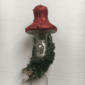 Glass Glitter, Red clip-on Tall Toadstool