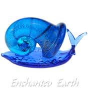 Glass Hand made Garden Snail -Blue