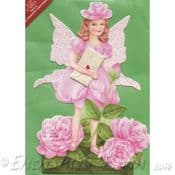 Glitter Wing Fairy Greeting Card (Pink Rose)