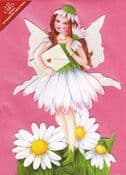 Glitter Wing Flower Fairy Greeting Card (Daisy)