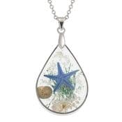 Glow in the Dark - Beach Necklace - Blue Starfish & Shell Teardrop