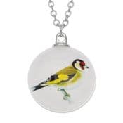 Goldfinch Necklace - Double sided -  Glass pendant on 18" chain