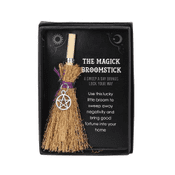 Good Luck Magical Broomstick - with silver Pentagram charm