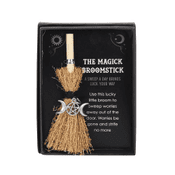 Good Luck Magical Broomstick - with silver triple moon charm