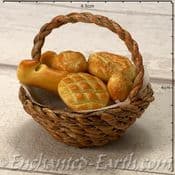 Handmade Miniature Kitchen - Basket of Bread - 4.5cm