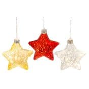 Hanging Glass Metallic  Star with LED Fairy Lights - 3 colours to choose from