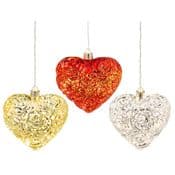 Hanging Glass Rose Heart with LED Fairy Lights - 3 colours to chose from