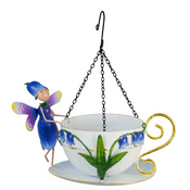 Hanging Metal Fairy Tea Cup Bird Feeder -Sky The Bluebell Fairy