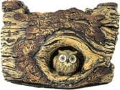Heavy Cement Log  planter with Owl - 23cm