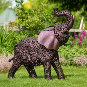 Large Bronze Elephants Garden Sculpture - 123cm