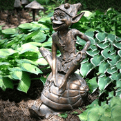 Large  Bronze Garden Pixie & Snail - 66cm