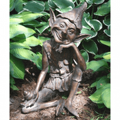 Large  Bronze Garden Sitting Pixie with Snail - 51cm