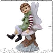 Large Flower Fairies - Robin with Pink Toadstools -  20cm