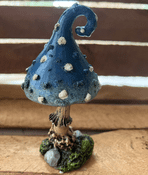 Large Magical Mushroom - Blue Single Toadstool - 13cm tall