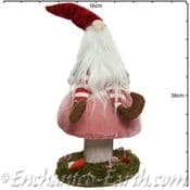 Large Magical Pink Forest Mushroom with  Gnome - 35cm