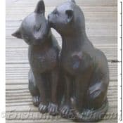 Large Pair of Bronze Effect Cats - 28cm