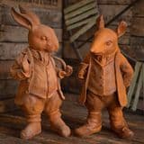 Large Pair of Cast Iron Sculptures -  Mr Ratty & Mr Rabbit