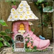 Large Pink Fairy Shoe House - with opening Door - 34cm