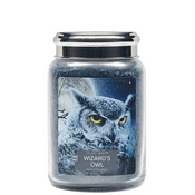 Large  Scented Candle - Wizards Owl - Rain, Amalfi Lemon, Bergamot