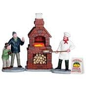 Lemax Village Collection - Outdoor Pizza Oven - set of 4 -Battery Operated