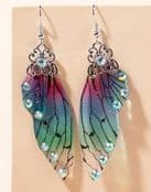 Magical Fairy Wing Earnings with Rhinestones - Butterfly Colours- 8cm