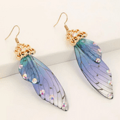 Magical Fairy Wing Earnings with Rhinestones - Purple shades - 6.5cm