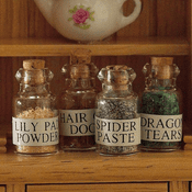 Magical Witches Potions - Pack of 4 Real Glass Bottles