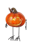 Metal and Resin, LED  Round Pumpkin with Dangling Arms