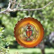 Metal Brown Owl Wind Spinner - Hanging Garden decoration  12"