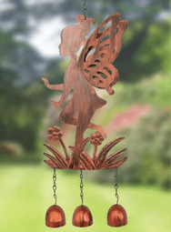 Metal Garden Bronze Fairy Wind chime - Choose from 2 designs - 51cm.