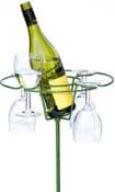 Metal Garden Wine Bottle & Glasse Holder