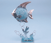 Metal Turquoise Fish T-Light - 25cm