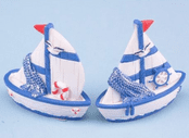 Miniature  Blue & White Yacht - 2 to choose from -  5cm