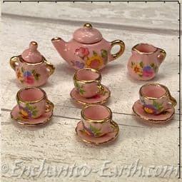 Miniature World - China Pink Floral Tea Set - 4 items to choose from.