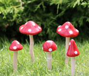 Mixed Set of 5  - Red & White Ceramic  Fairy toadstools