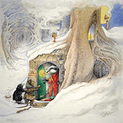 Moongazer Greeting Card- Winter Woods