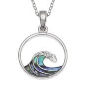 Natural Paua Shell -  Crest of a Wave  Necklace - 18" Chain