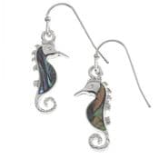 Natural Paua Shell - Seahorse Earrings