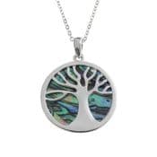 Natural Paua Shell -  Tree of Life Necklace - Tide Jewellery
