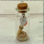 Nautical Bottle - Miniature bottle with Metal Boat charm, sand & shells & scroll  -  5cm